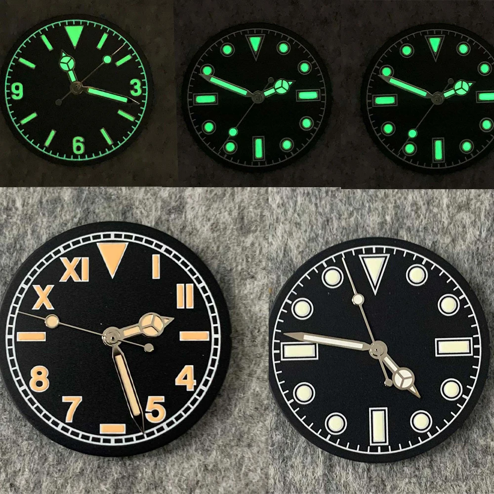 

28.5mm Retro Watch Dial + Watch Hands Modified Dial Green Luminous Men's Watch Faces Watches Accessories for NH35/ NH36 Movement