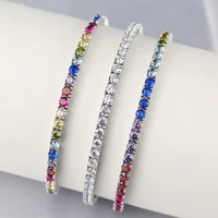 wpb 925 sterling silver tennis bracelet 3mm rainbow tennis bracelet ladies rock high carbon diamond luxury jewelry wedding