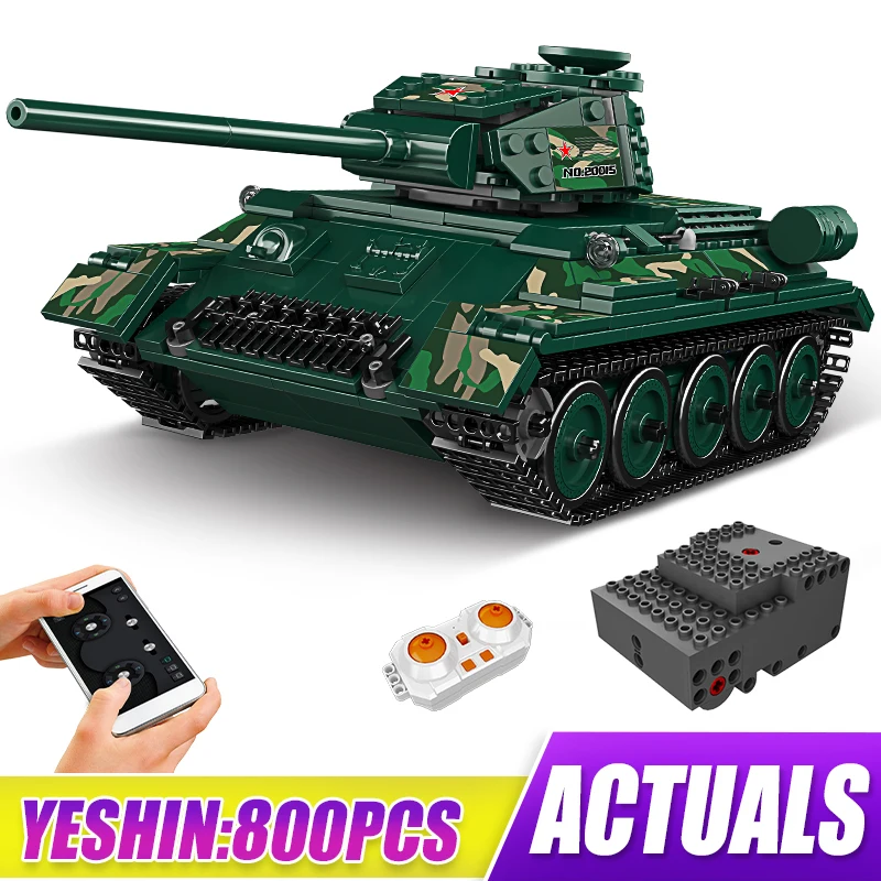 

Mould King 20015 Technical Military T-34 Medium Tank with Remote Control Building Blocks Construction Toys For Boys