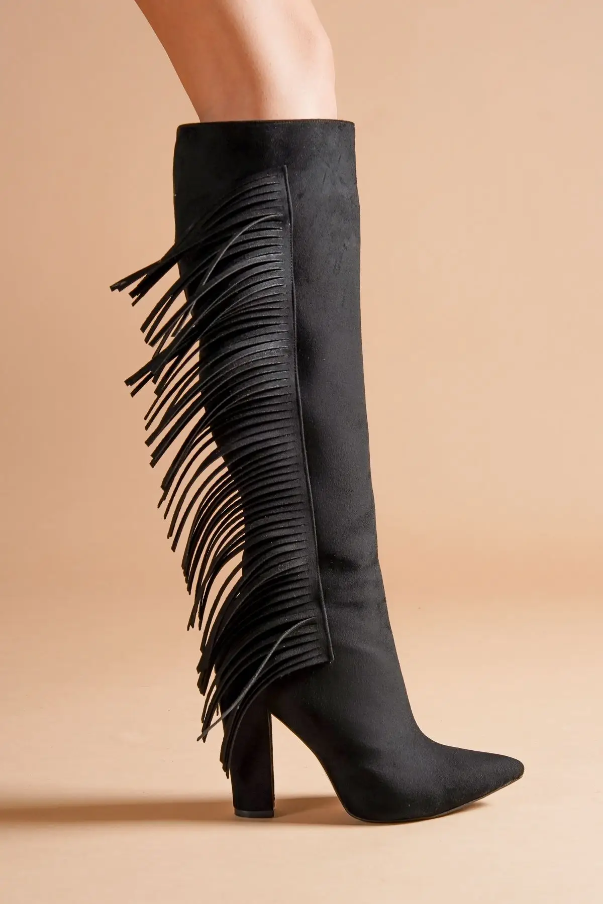 

Women's Fashion Suede Tassels Stiletto High Hells Shoes Woman Boot