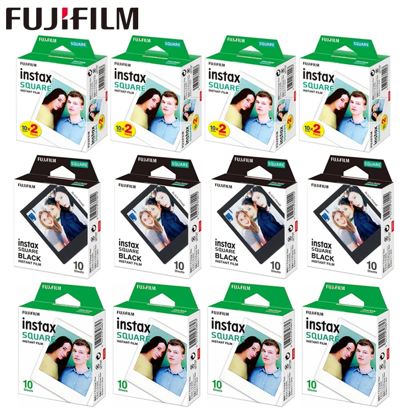 Квадратная пленка Fujifilm Instax Mini 20-100 листов белая/черная фотобумага с краями для