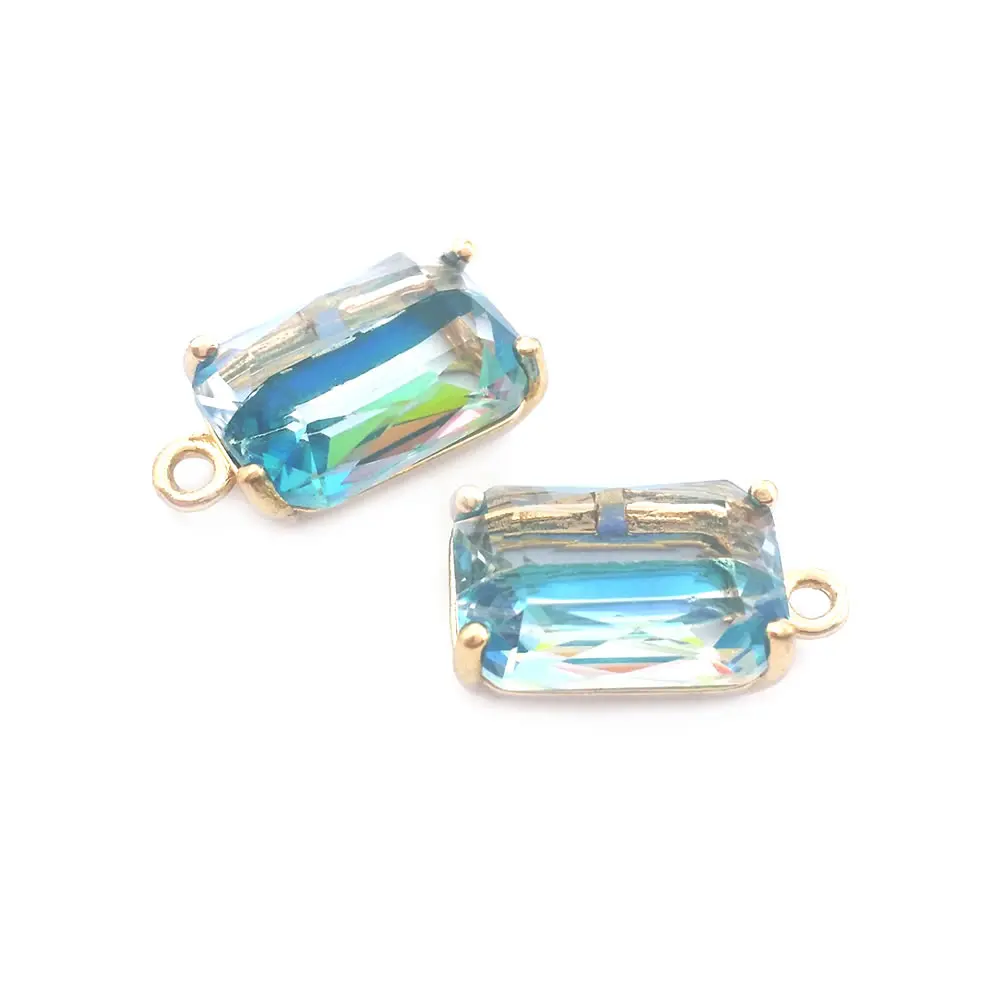 6 шт. прямоугольные подвески-ожерелья и сережки цвета 18-каратного золота