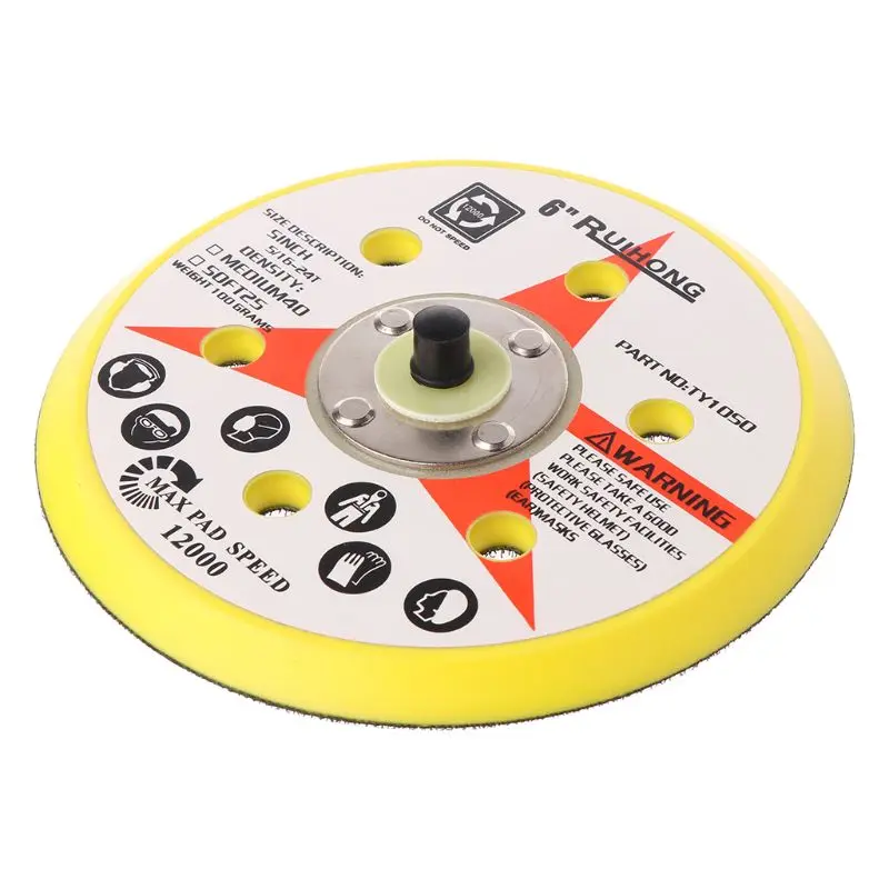 6 Inch 6 Holes Backup Sanding Pad Sanding Disc Backing Pad 5/16"-24 Thread Hook and Loop Abrasive Tools Grinder Accessories