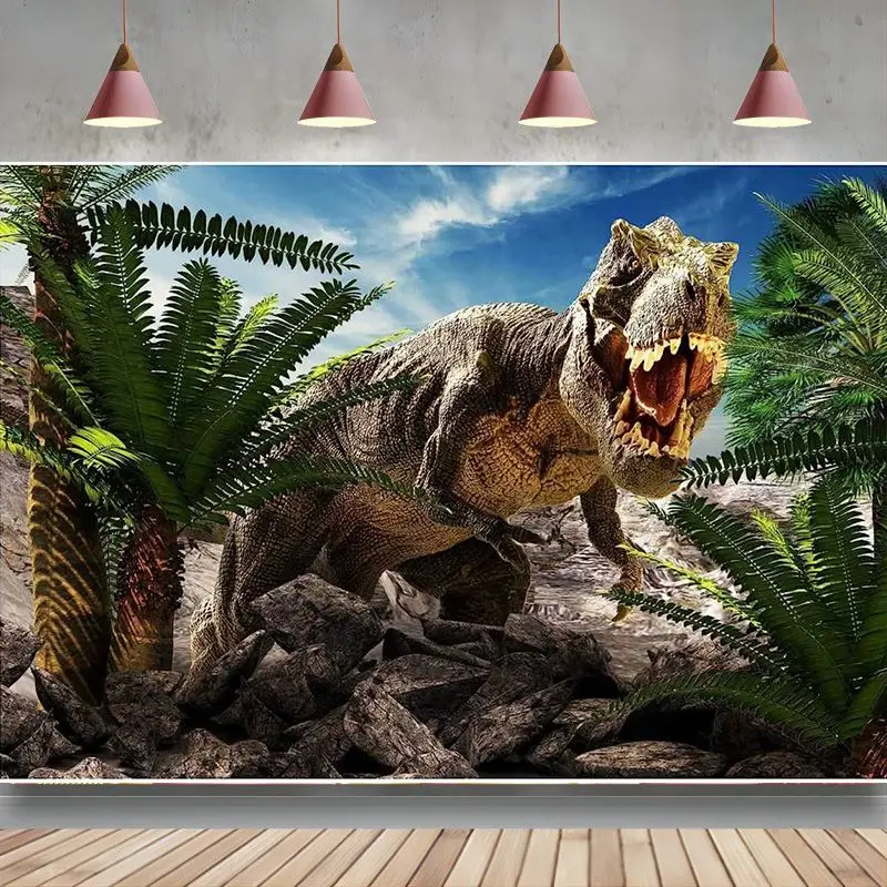 

Фон для фотосъемки с изображением динозавра тропических джунглей для дня рождения мальчика тропических лесов животных Декор баннер реквизит для студии