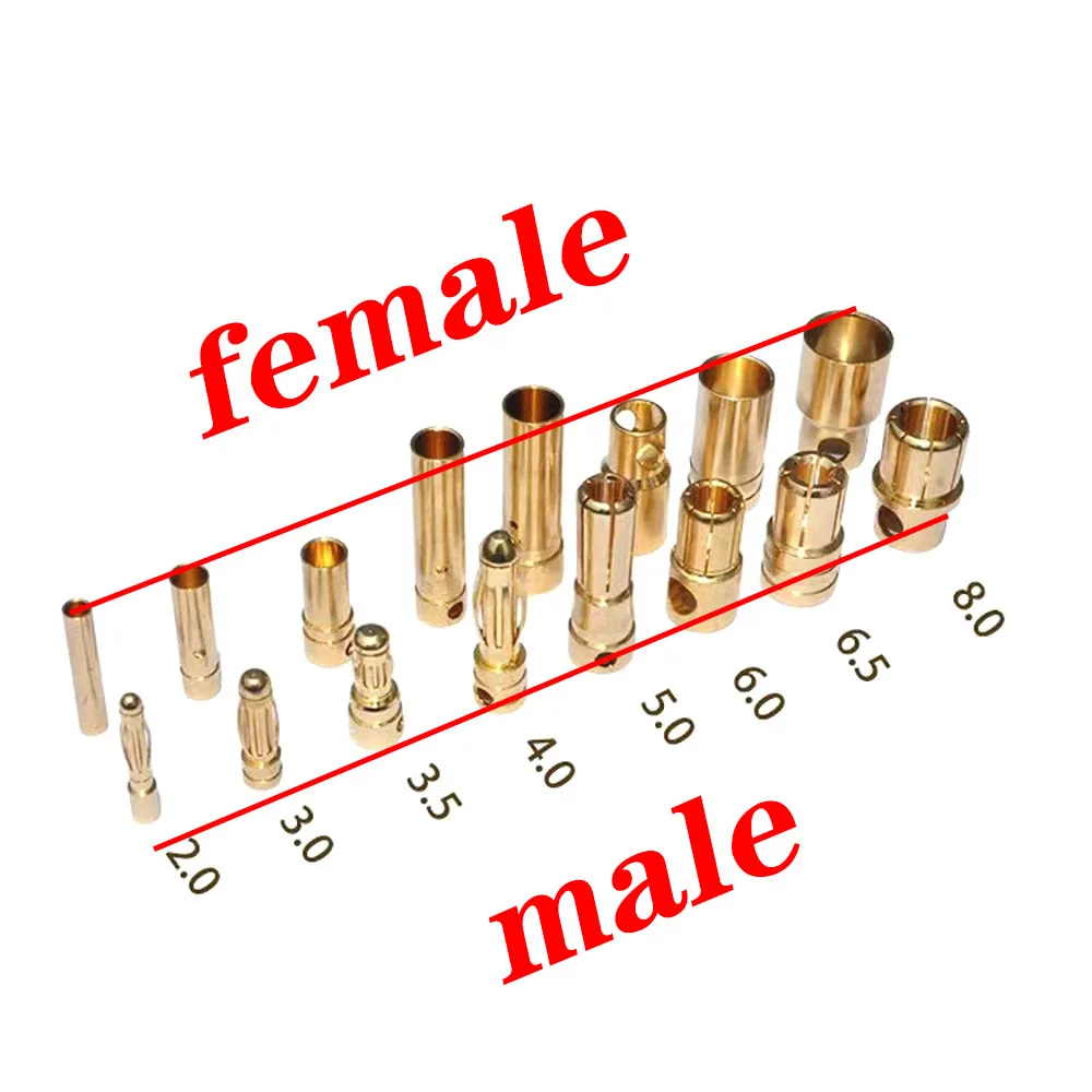 

Позолоченные разъемы «банан» для RC Lipo