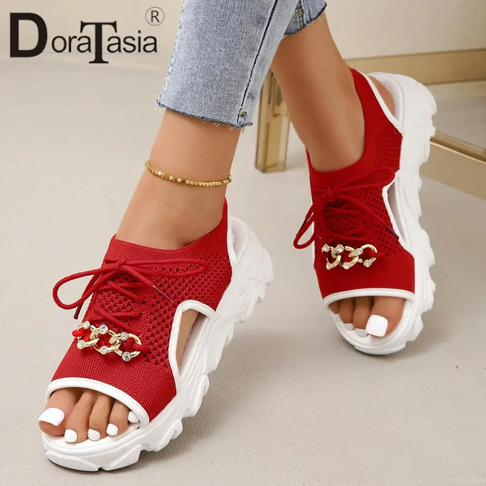 

New Female Platform Summer Breathable Sandals Fashion Metale Decoration Wedges Heels women's Sandals Casual Soft Shoes Woman