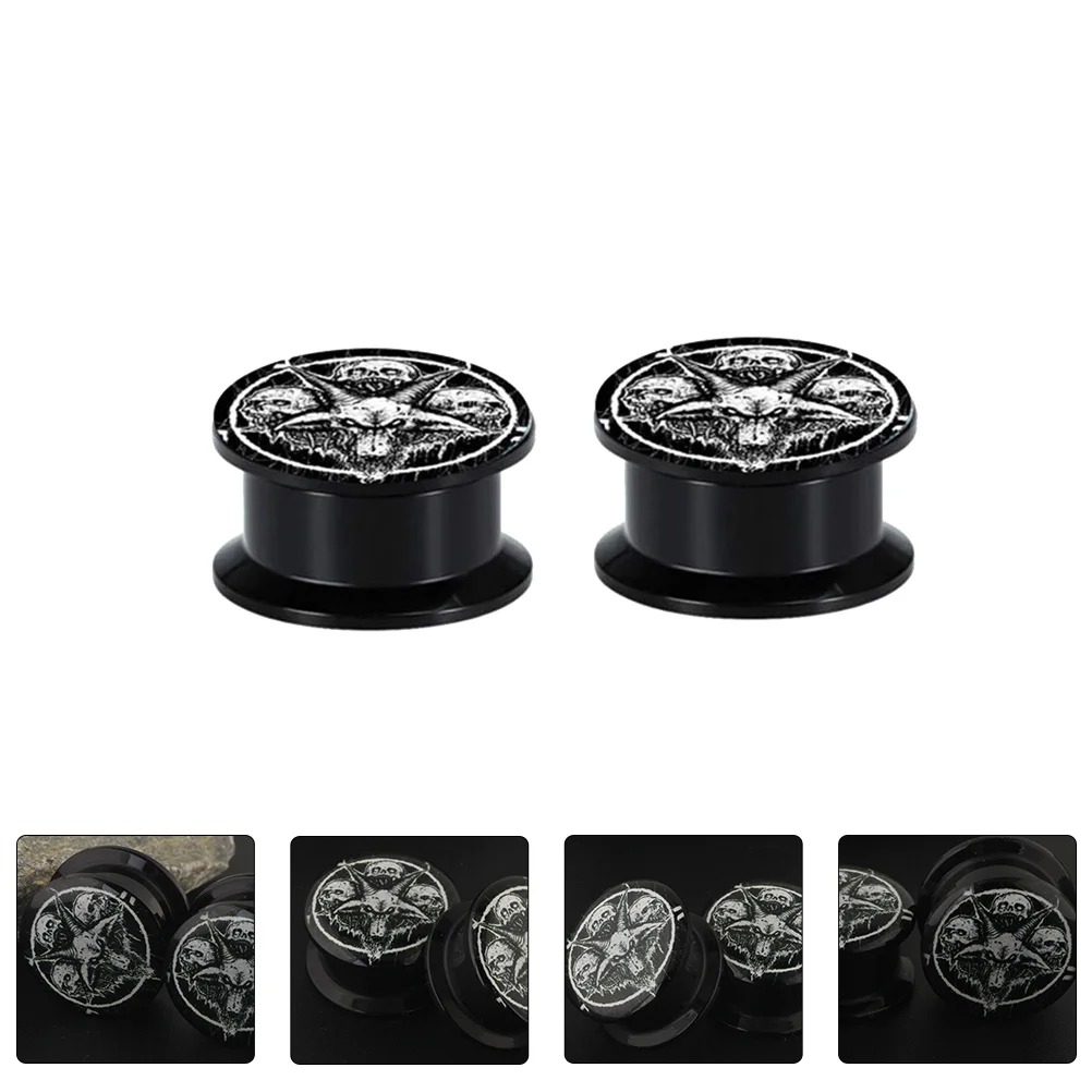

2 Pcs Ear Single Flare Plugs Jewelry Steel Tunnel Earrings Men Hoop Stretcher Body