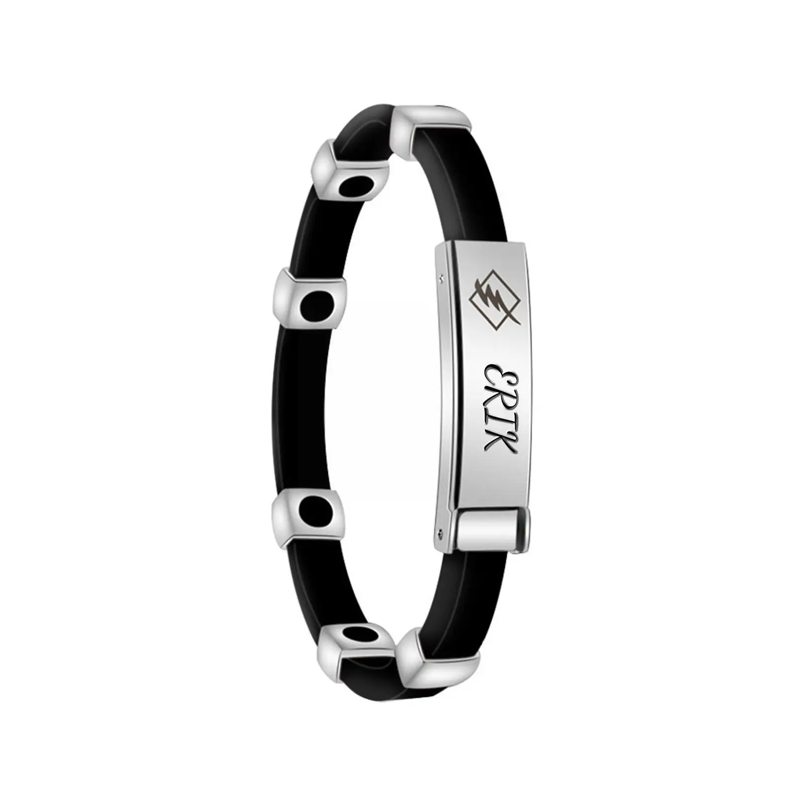

Diy Personalised Custom Bangle Mens Bracelet Birthday Negative Anti Bracelet Wristband Ion Static Bracelet Couples Silicone C8q4