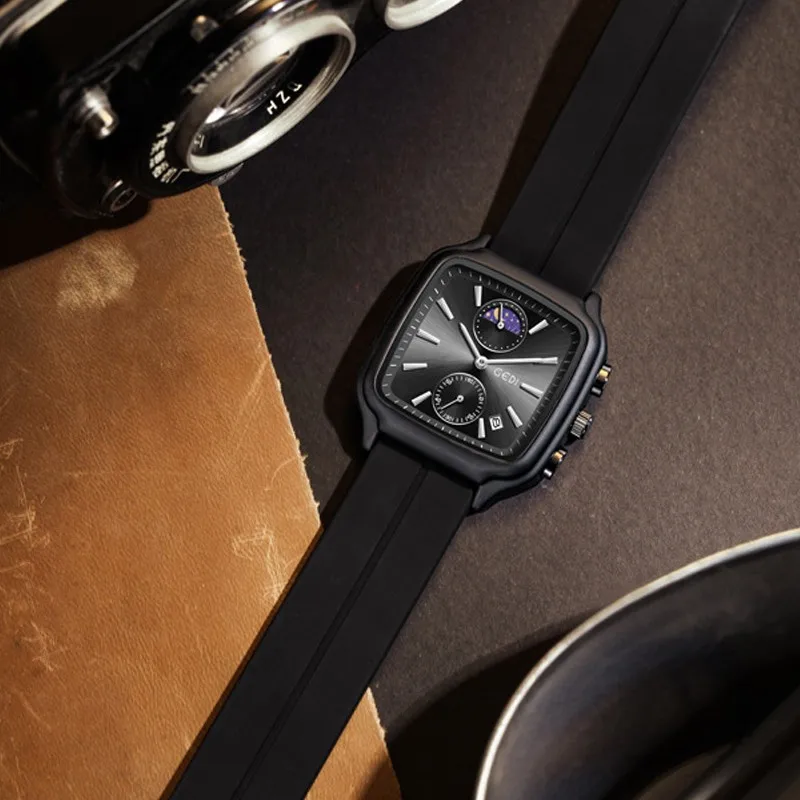 2024 лучший бренд Gedi квадратные кварцевые часы в стиле ретро модные простые