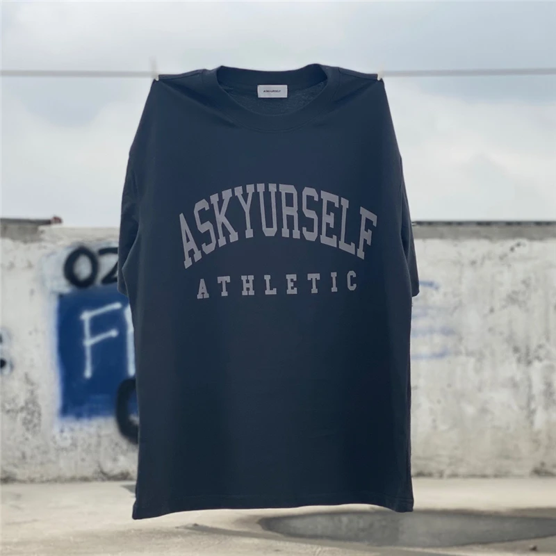 Футболка ASKYURSELF 22ss для мужчин и женщин тенниска оверсайз с надписью Old Street 1:1 |