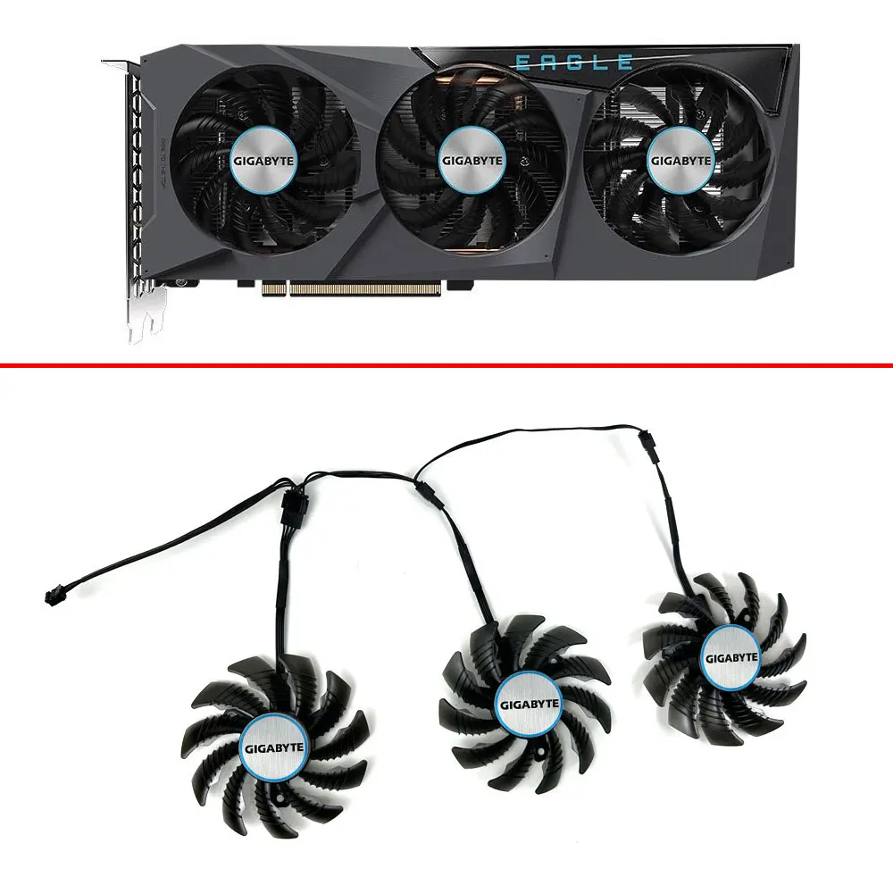 Кулер для видеокарты Gigabyte Radeon RX6700 XT EAGLE RX 6600 RX6500, кулеры 78 мм, 4 контакта, PLD08010S12HH T128010SU Radeon RX 6650