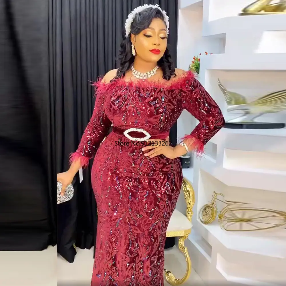 

Plus Size African Dresses for Women Off Shoulder Mermaid Bodycon Maxi Dress Elegant Evening Party Birthday Vestidos Mujer