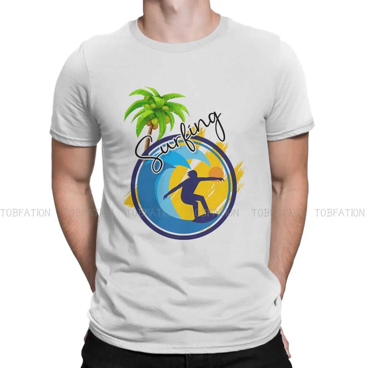 

Surfing Man TShirt Funny Fashion T Shirt 100% Cotton Original Streetwear Hipster
