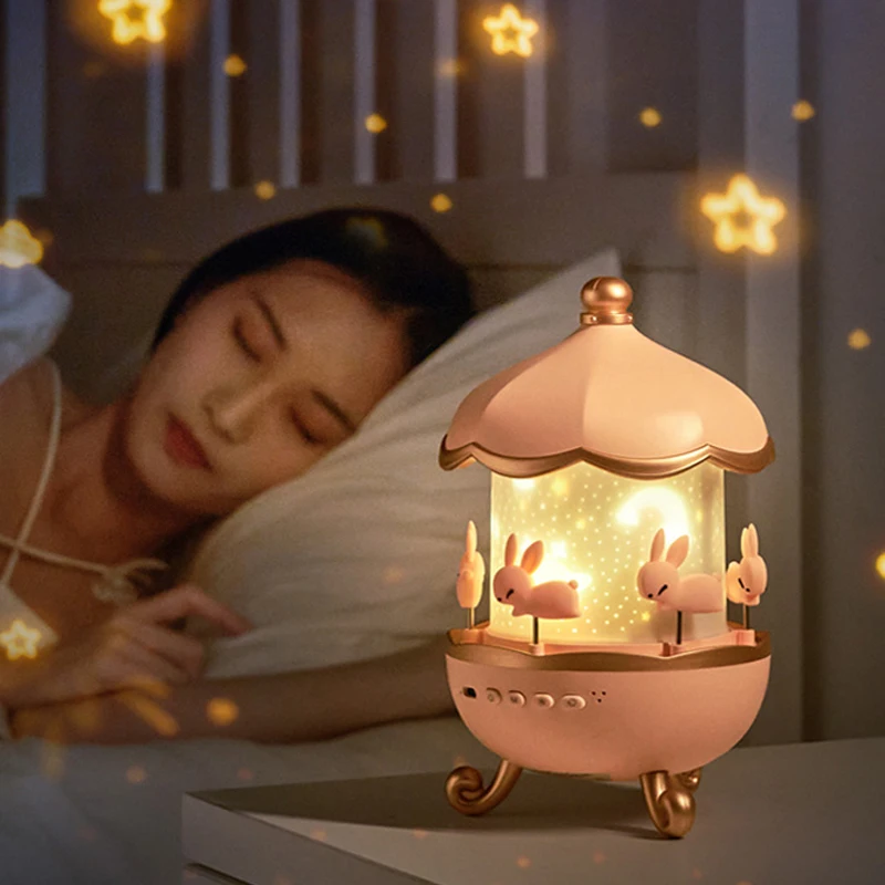 

LED Romantic Bluetooth Rotating Remote Control Music Box USB Night Light Starlight Festival Atmosphere Light Creative Gift