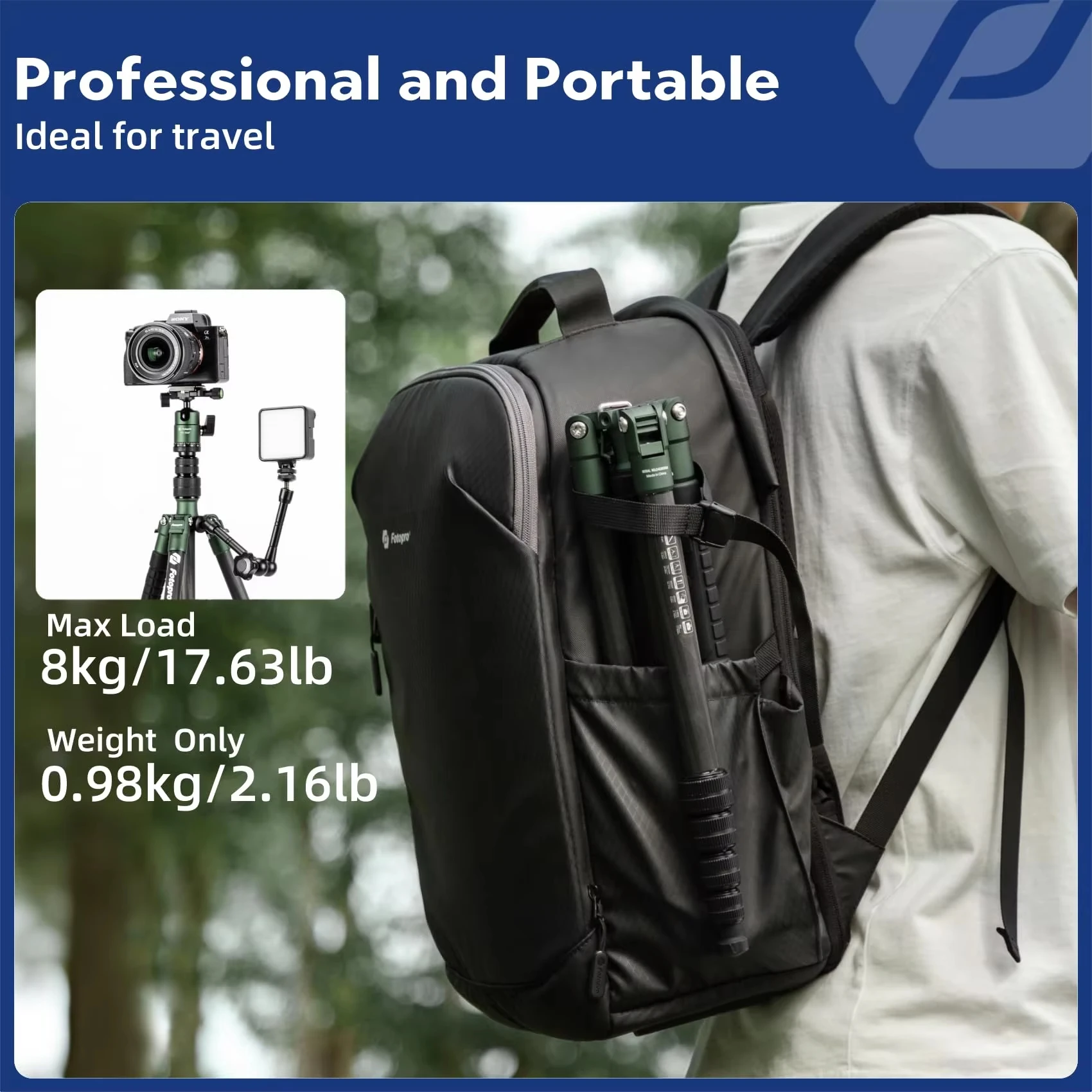 Фото Легкий карбоновый штатив Fotopro X-GO E2 152 см, трансформируемый в монопод, с сумкой для переноски, для путешествий, съемки на природе, DSLR-камер №5