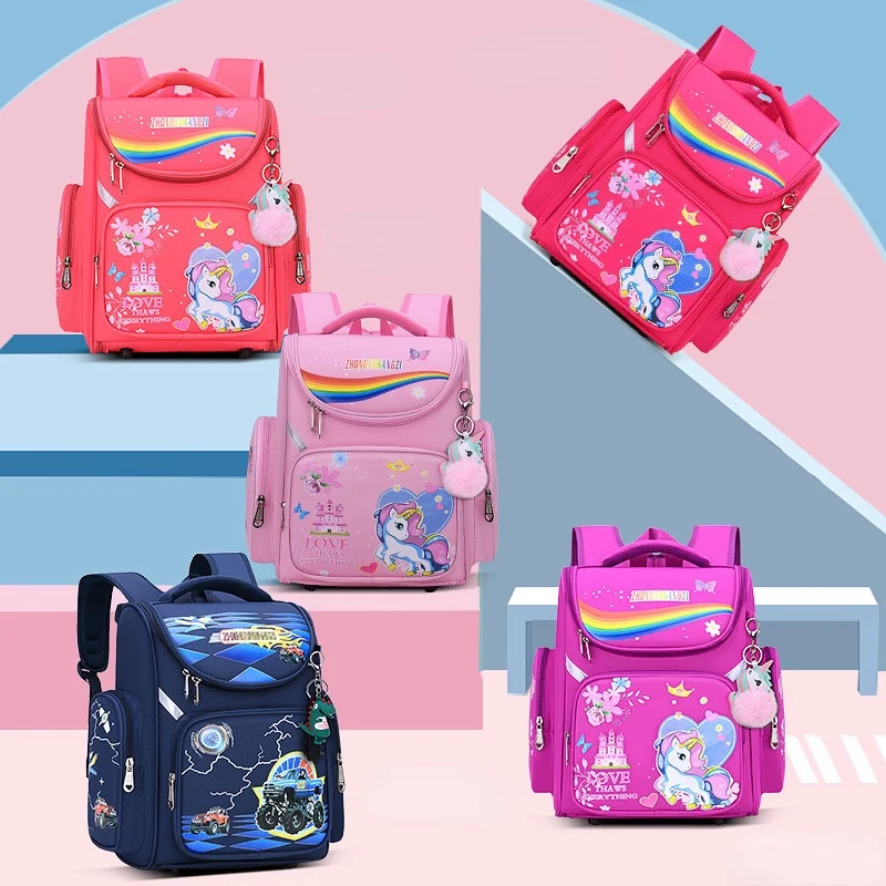 Primary Children Grade 1-3 Students Unicorn Fashion Backpacks 2022 New Girl Boy Cartoon Reflective Large Capacity Schoolbags Hot