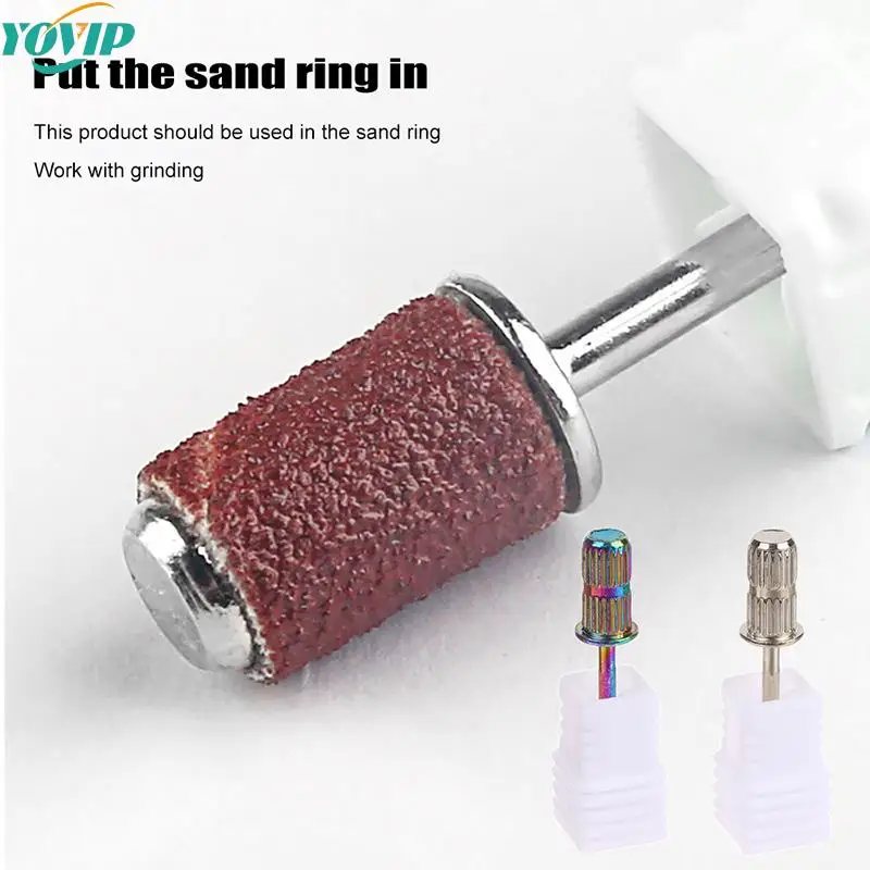 

1Pcs Mandrel Nail Bit Zebra Sanding Bands Metal Ring Mandrel Stainless Steel Nail Drill Holder Sanding Caps Pedicure Cutters