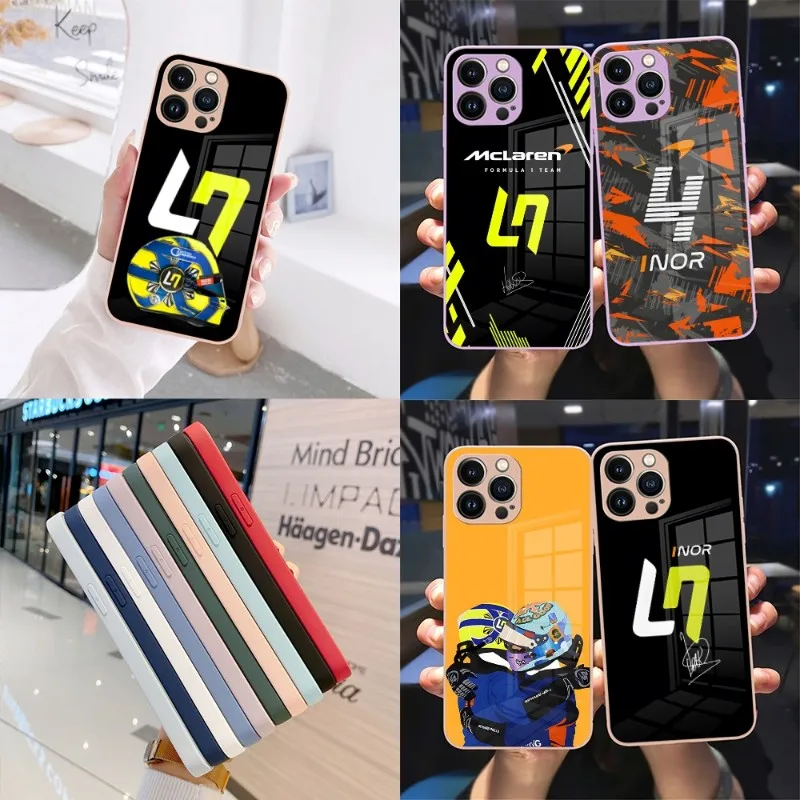 

Lando Norris Racing Phone Case Sandy Pink Glass For IPhone 13 14 12 11 Pro XS Max Plus Mini X XR 8 7 6s SE2020 Cover