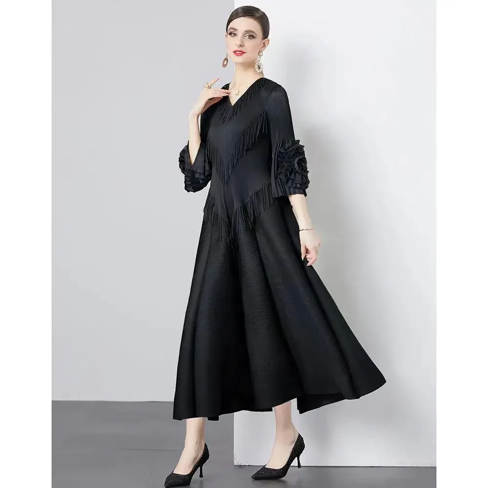 Женское однотонное плиссированное платье Miyake Design Sense с тяжелой тарелкой и