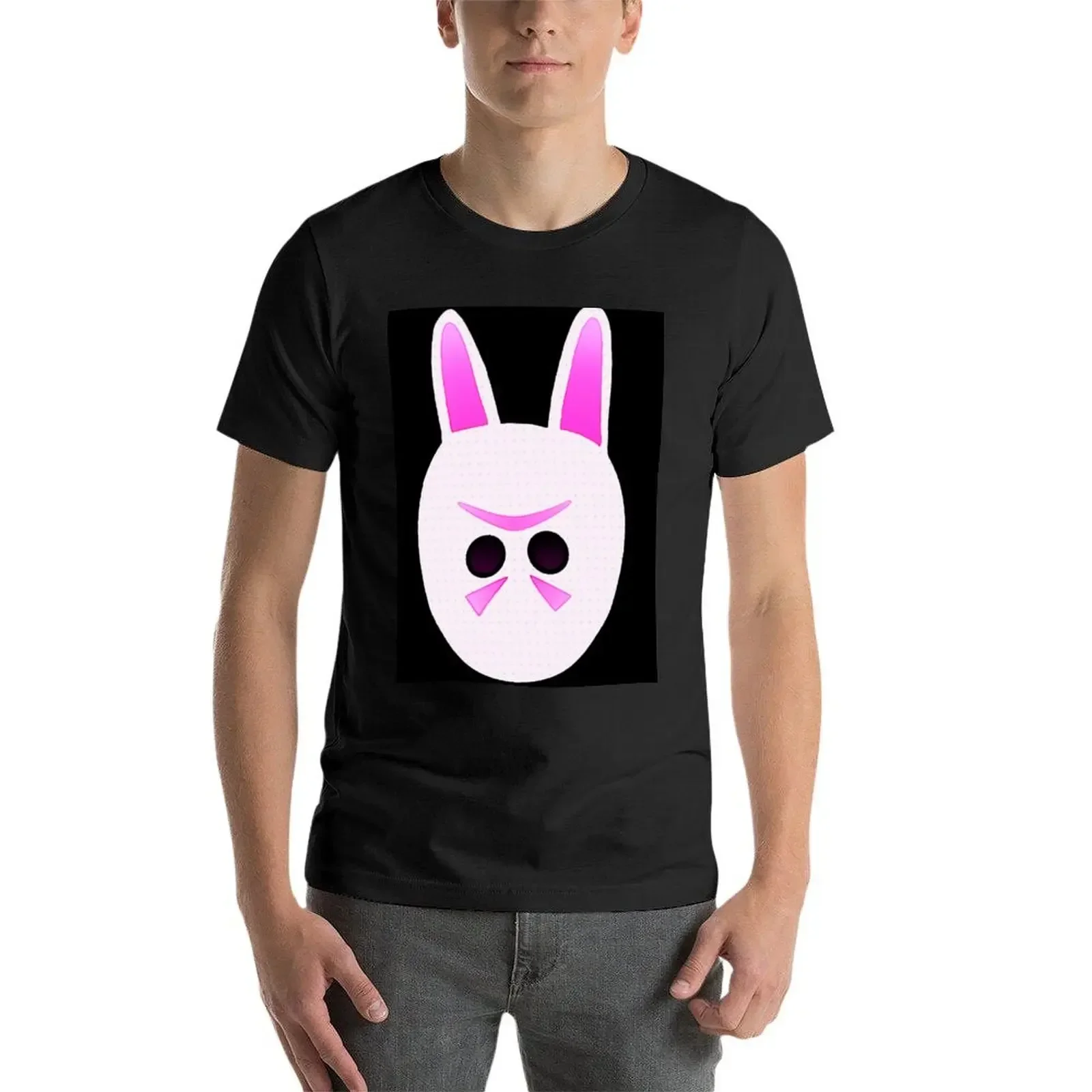 Футболка с лыжной маской кролика одежда в стиле хиппи черная мужская футболка