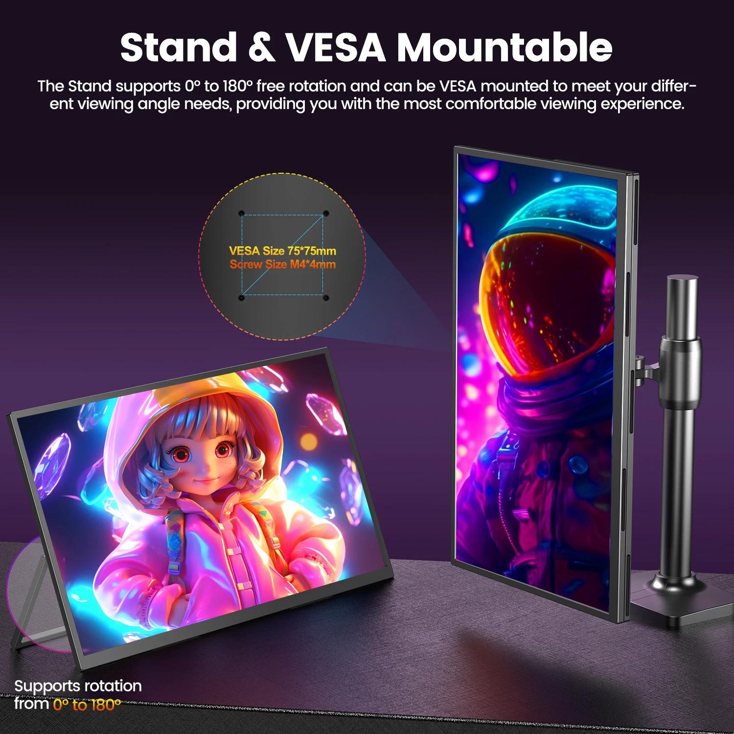Фото Идеальный портативный монитор UPERFECT 18,5 дюймов, 120 Гц, 100% sRGB, 1080p, FreeSync, IPS-динамики, USB-C, Mini HDMI, игровой дисплей для телефонов, PS5, Xbox, Switch и ПК. №5