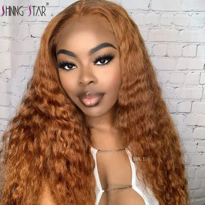 

Honey Blonde Lace Front Wig 13X4 Deep Wave Frontal Wig Peruvian Colored Ginger Blonde Lace Front Human Hair Wig Curly Preplucked