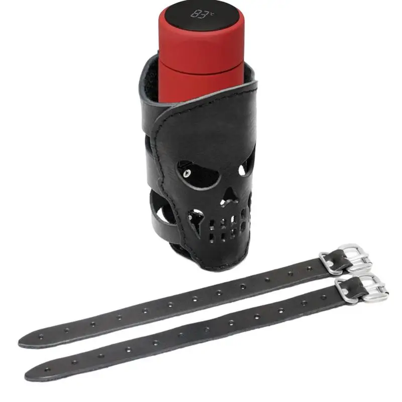 

Велосипедный держатель для напитков из искусственной кожи, велосипедный держатель для бутылки с водой для мотоцикла, в форме черепа, универсальный держатель для бутылки кофе с 2 чашками