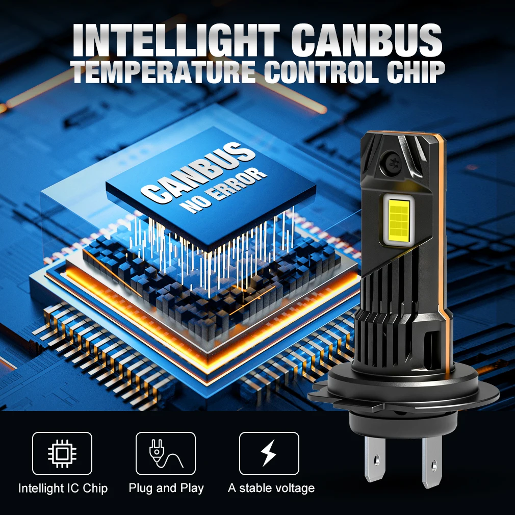 Фото Светодиодные фары XSTORM H7 Canbus 80000LM 500W H1 9005 9006 H11 для автомобиля с вентилятором, турбо-подсветкой и противотуманными фарами №3