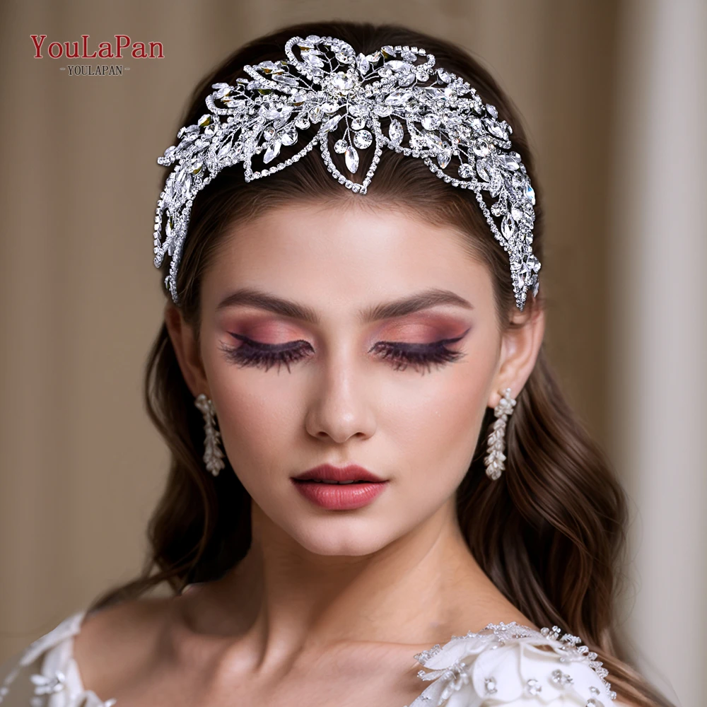 YouLaPan 2-цветная свадебная повязка на голову со стразами роскошные свадебные