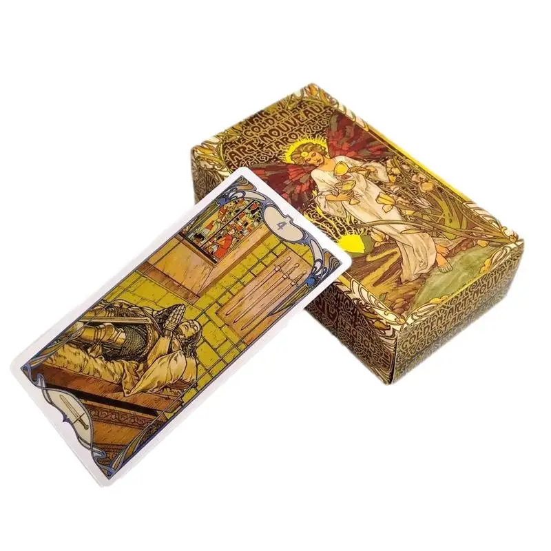 

Tarot Cards Board Game Golden Art Nouveau Tarot Cards Guidebook Decks Entertainment Fortune Telling Cards for Tarot Card Lovers