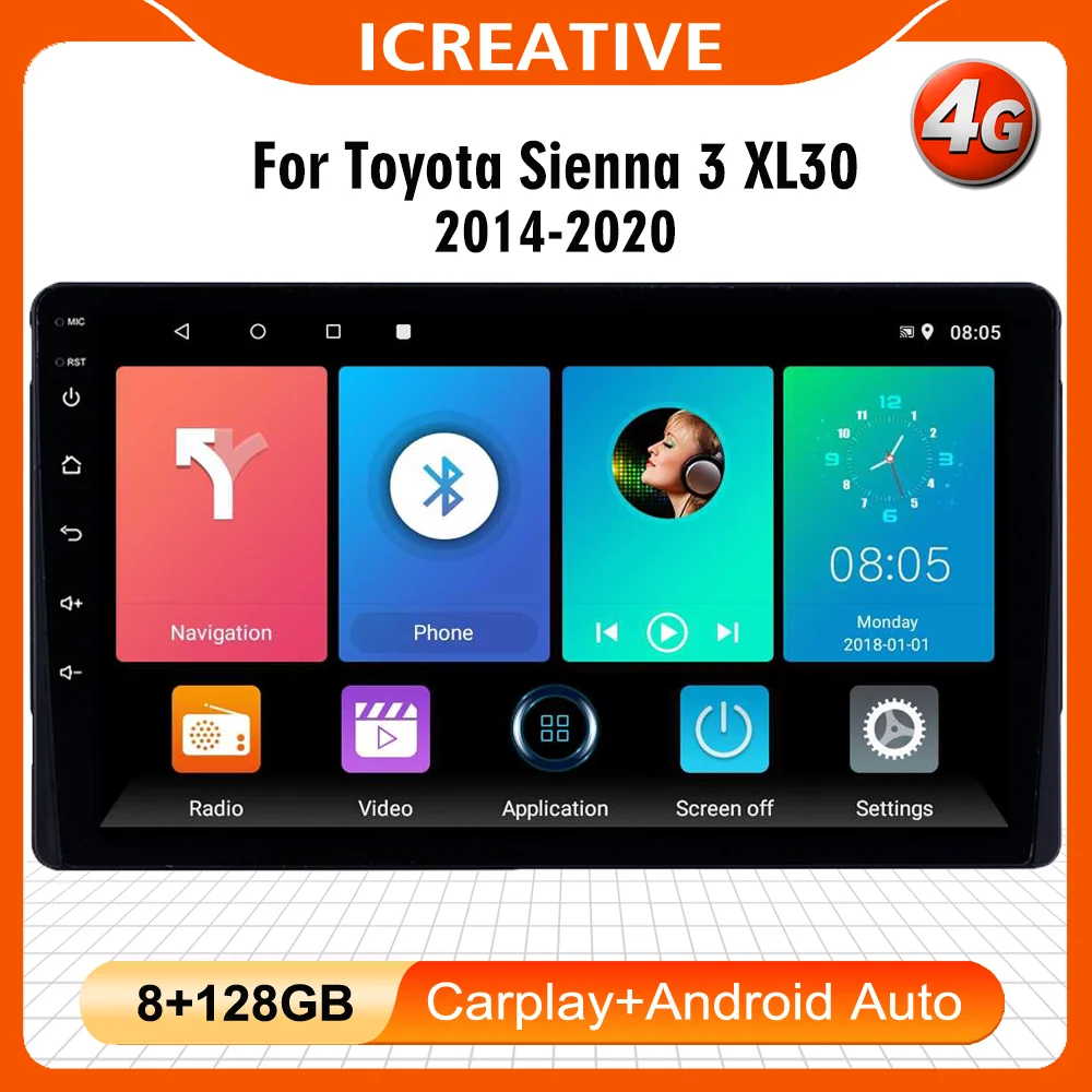 

For Toyota Sienna 3 XL30 2014-2020 2 Din Android Autoradio Car Radio 4G Carplay Car Multimedia GPS Navigation Head Unit
