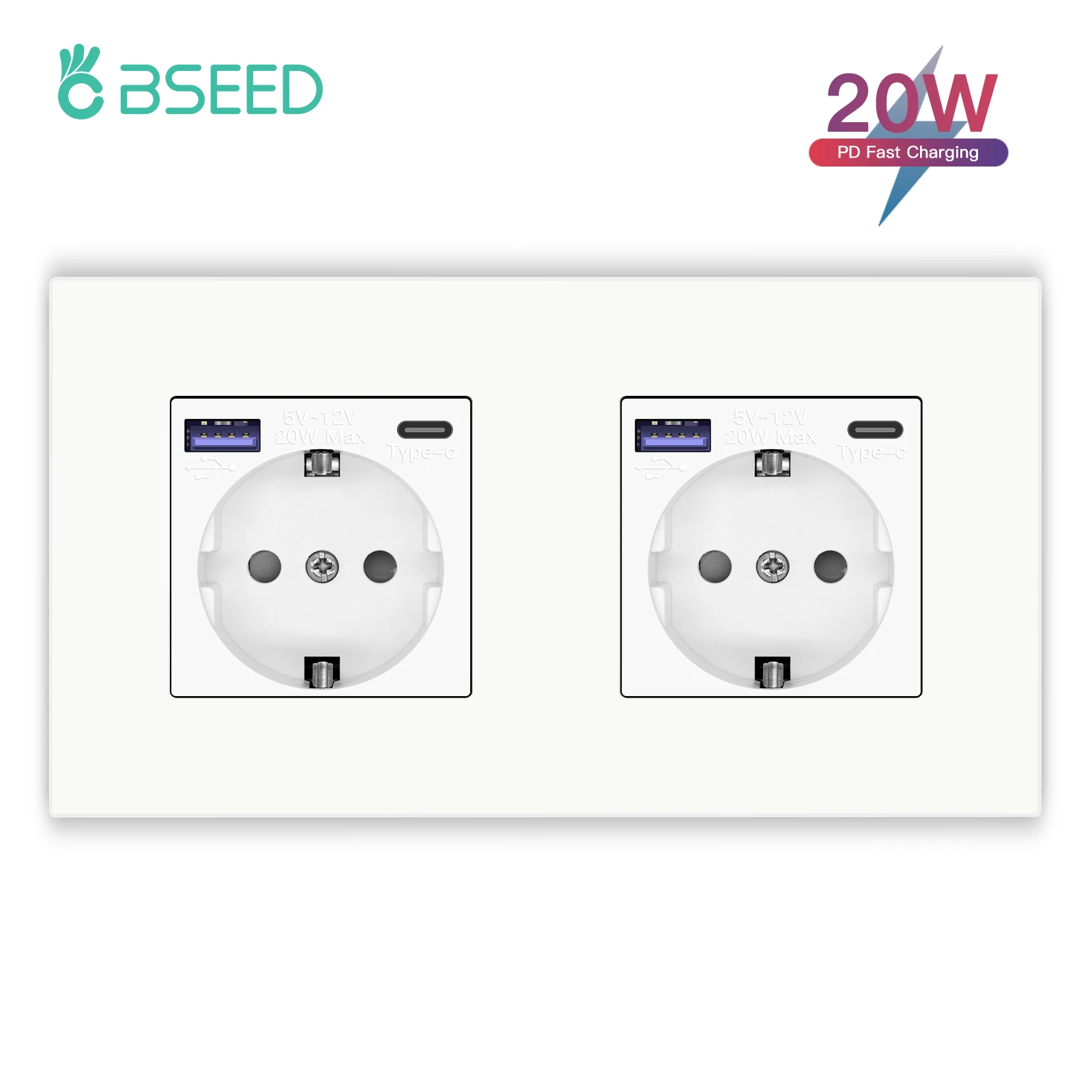

Розетка BSEED M1 серия EU с USB Type-C