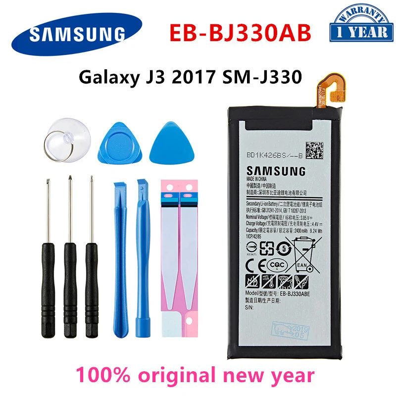 

SAMSUNG Orginal EB-BJ330ABE 2400mAh Battery for Samsung Galaxy J3 2017 SM-J330 J3300 SM-J3300 SM-J330F J330FN J330G J330L +Tools