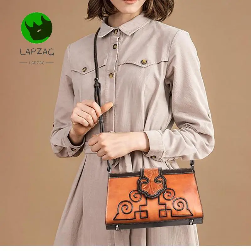 Винтажная зеленая/коричневая сумка на плечо из воловьей кожи в стиле ретро