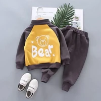boys plus velvet suit winter clothing 2022 new autumn and winter boy baby thickened childrens clothing korean sweater