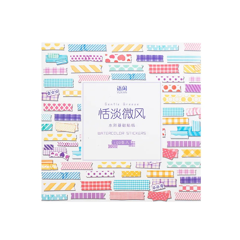 100pcs Watercolor geometric colors Decorative Stickers Scrapbooking Label Diary Stationery basic graphics Art Journal Planner - купить по