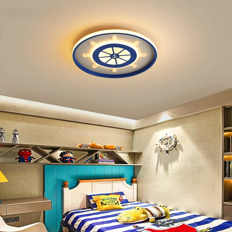 

Chandeliers Lights LED Modern Blue Cartoon Rudder Lamps For Bedroom Children's Room Pirate Style Decoing Luminaire Fixtures