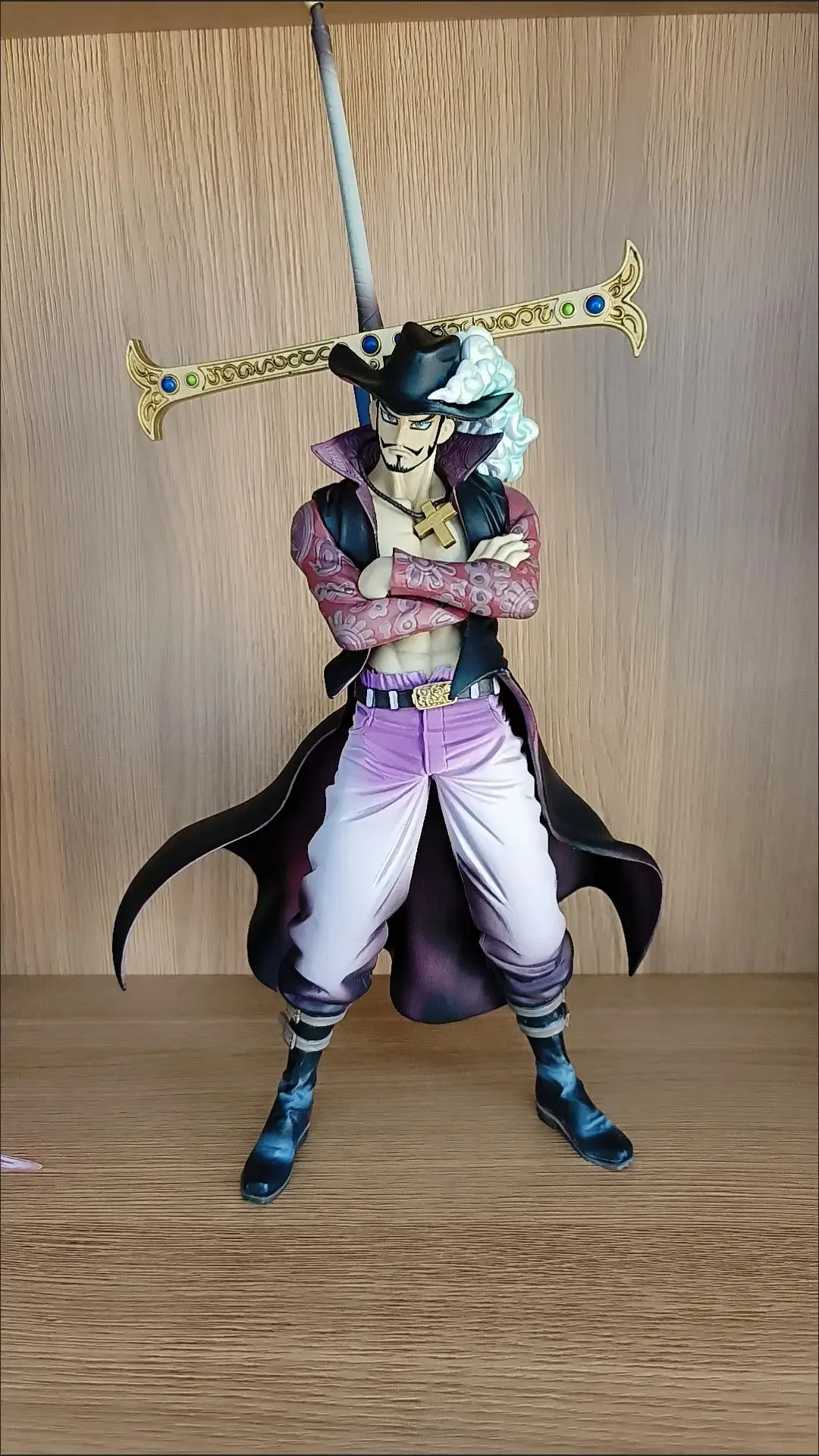 23 см One Piece Dracule Mihawk Фигурка с 2 головками Deluxe World Government Аниме Игрушка Модель