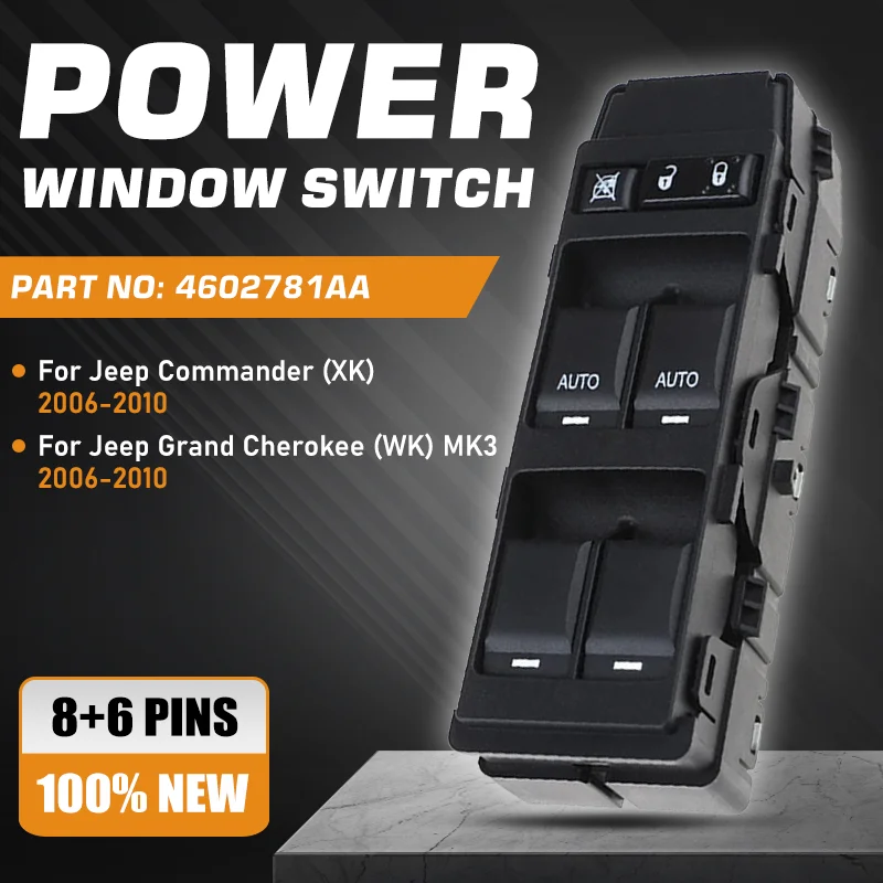 

Для Jeep Commander XK Jeep Grand Cherokee WK MK3 2006, 2007, 2008, 2009, 2010, главный переключатель стеклоподъемника, кнопка управления 4602781 АА