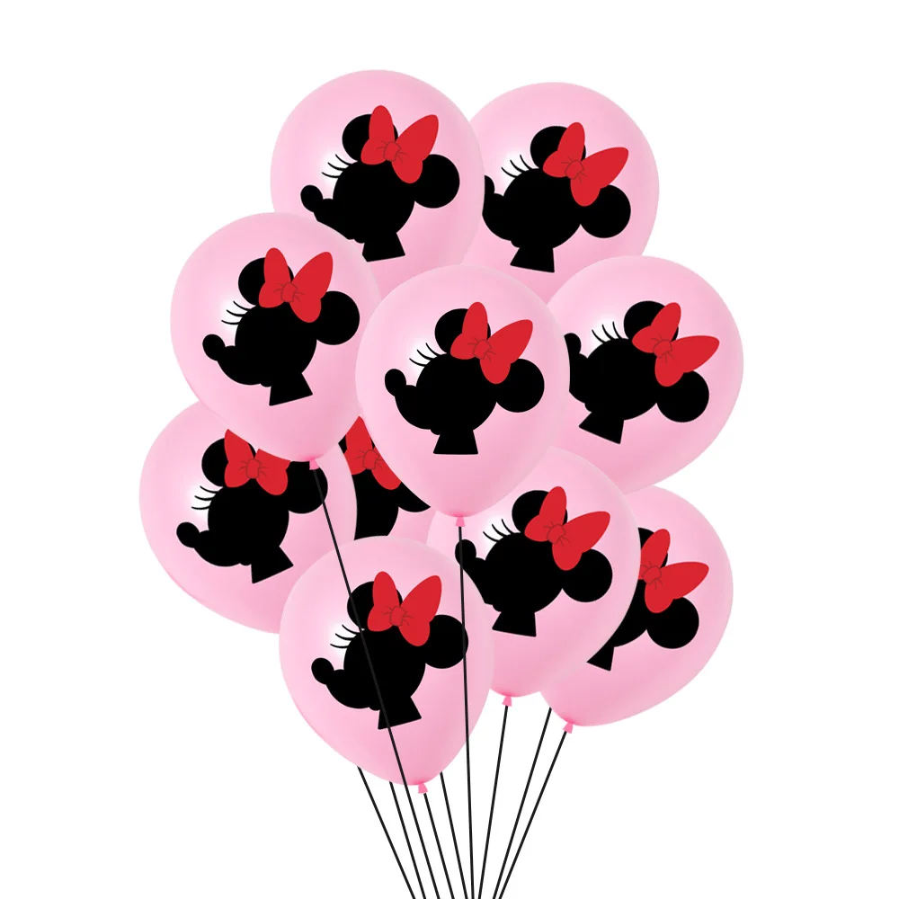 

12inch Disney Minnie Mouse Figures Pink Latex Balloons 10pcs Set Girls Birthday Party Decorations Children Baby Shower Supplies