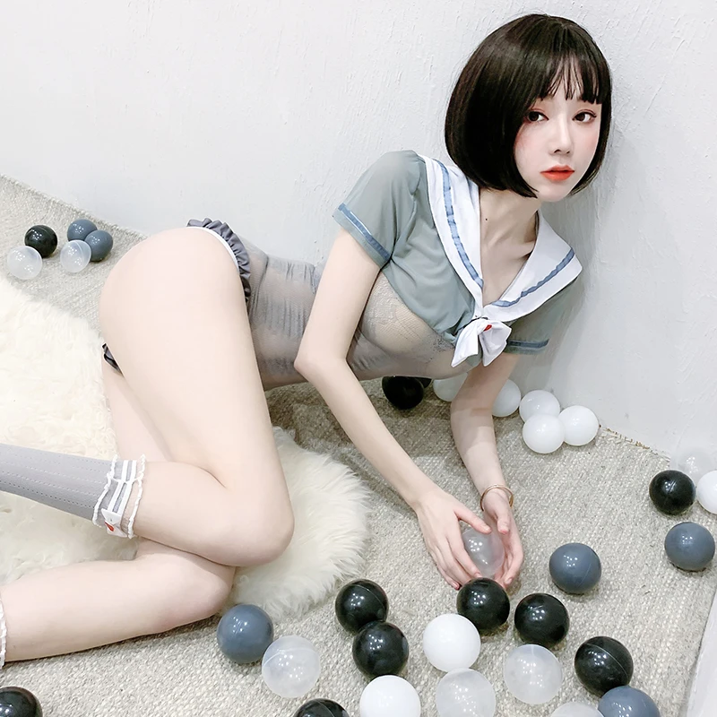 

Sexy lingerie sexy perspective net clothing role play sailor suit passion one-piece open file suit female sexy lingerie 8050