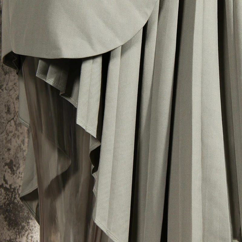 2022 Autumn Women Blazer Two Piece Suit Bandage Short Style Top and Irregular Pleated Mini Skirt Fit Fire Business Set