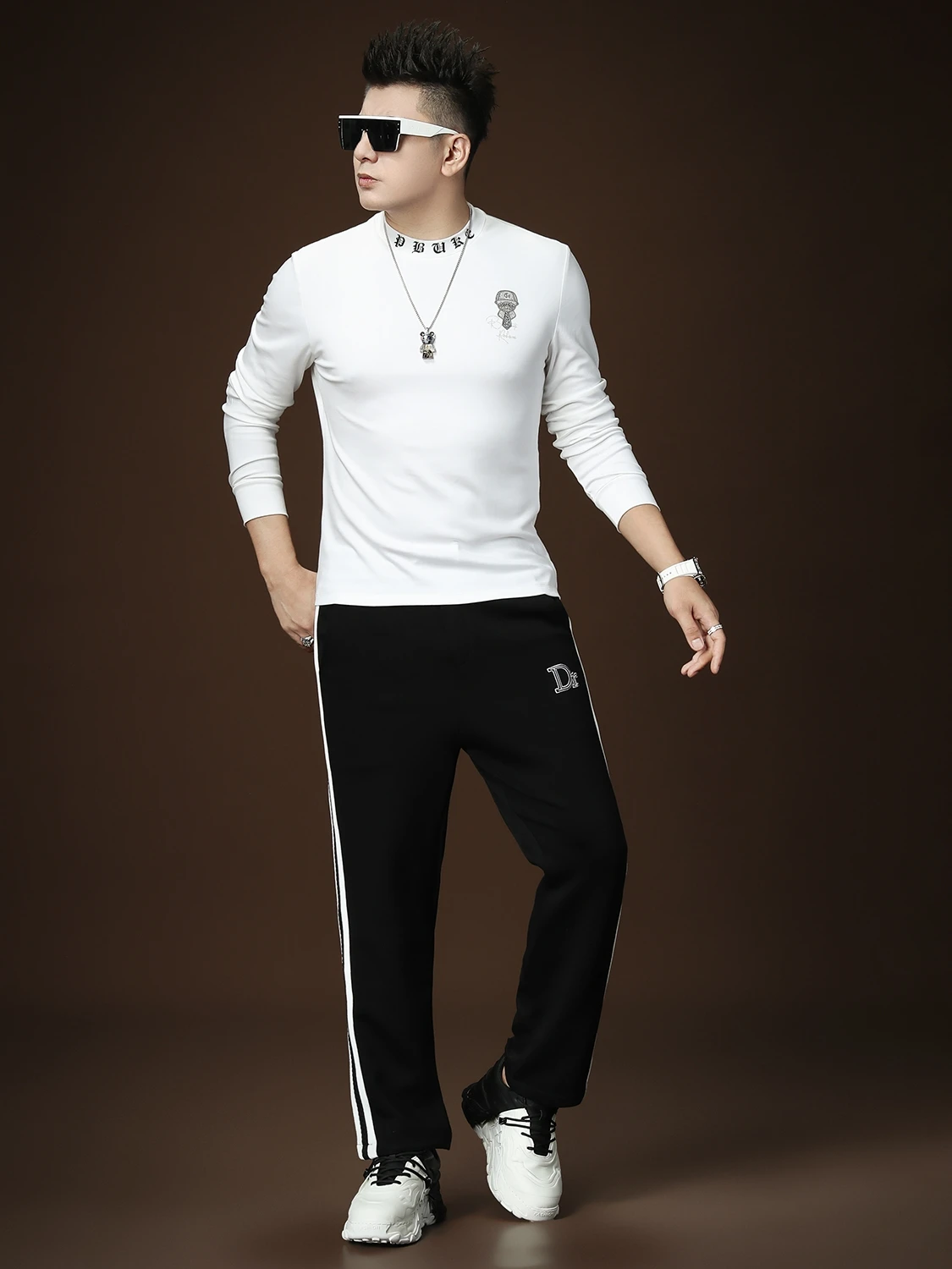 Ozhouzhan мужская рубашка с длинными рукавами осень 2023 новая модная брендовая