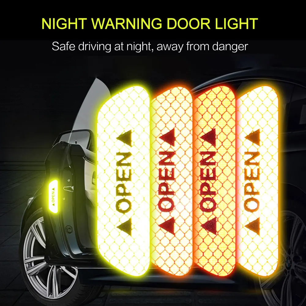 

Safe Anti-collision Stickers Reflective Warning 4 Pcs Car Open Reflective Tape Anti-collision Reflective Warning Stickers