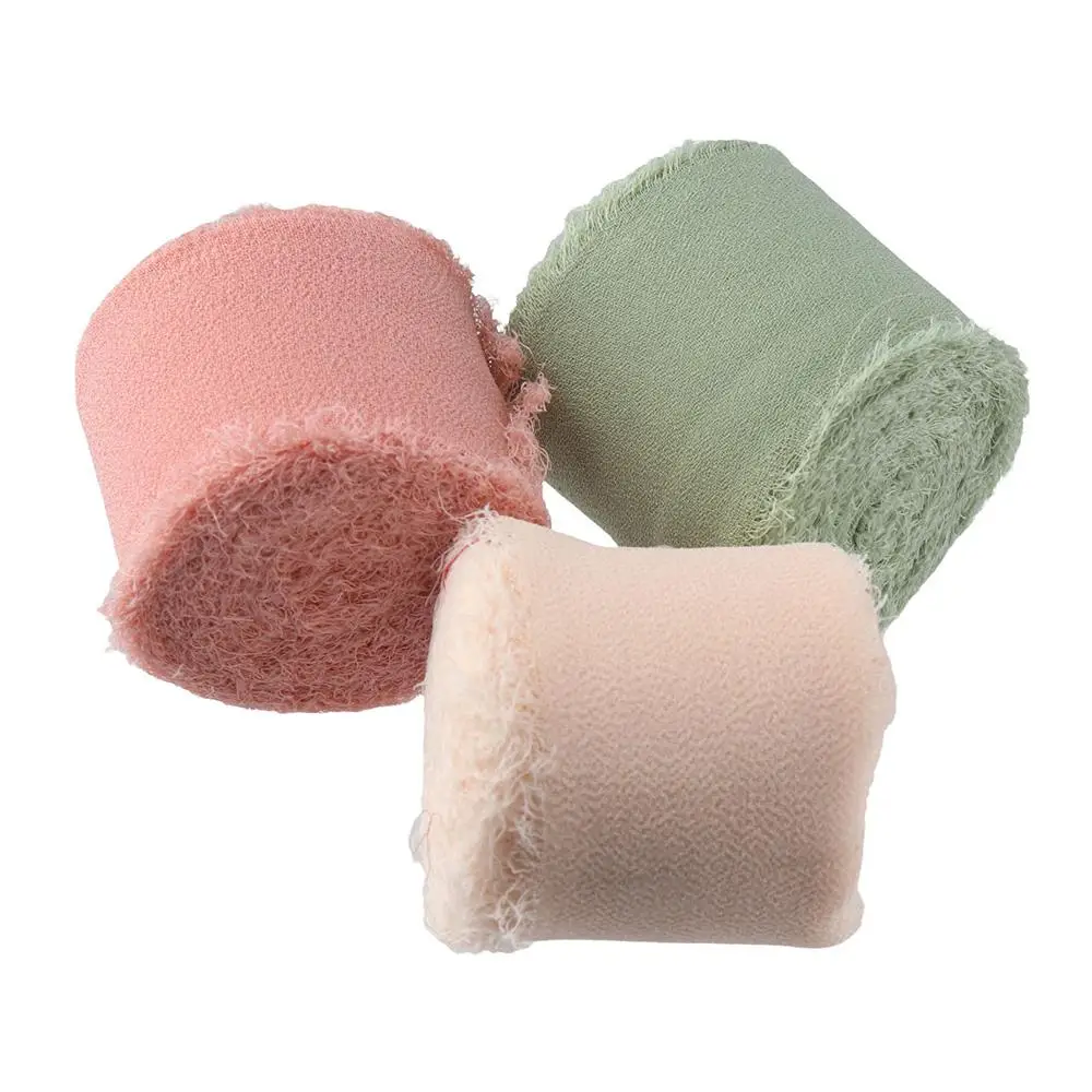 

6pcs Boho Chiffon Ribbon 1.5 inch x 33 Yard Silk Ribbon Fringe Ribbos for Wedding Invitations Bridal Bouquets Gift Wrapping