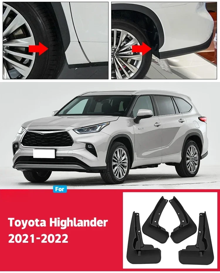 

Брызговики для Toyota Highlander Kluger 2015-2022 2023 2024, грязеотталкивающие щитки, брызговики, передние и задние автомобильные аксессуары