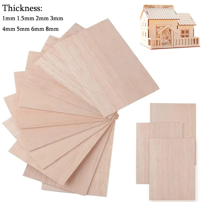 

5/10pcs 1-8mm Lightweight Craft Board Model Toys Building Carving Handicraft Educational DIY Accessories DIY Balsa Wood Chips