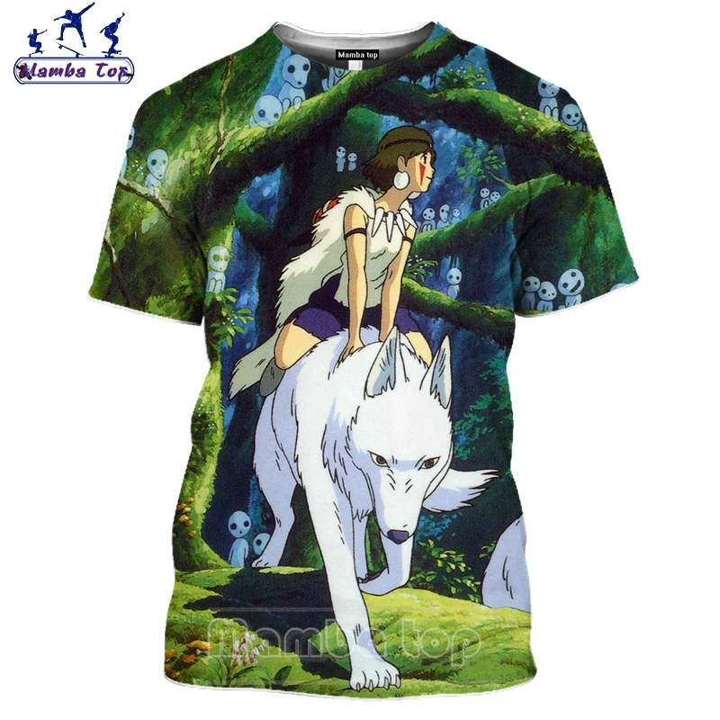 

Футболка Mamba Top с аниме Принцессой Мононоке мужская одежда 3D принт Miyazaki Hayao Приключения анимация волк девушка женская футболка