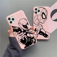 marvel spiderman venom deadpool phone case for iphone 13 12 11 pro max mini xs 8 7 6 6s plus x se 2020 xr matte candy pink