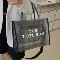 branded mesh womens handbags designer tote bags for women pvc large shopper pvc lady shoulder crossbody bags travel beach bag